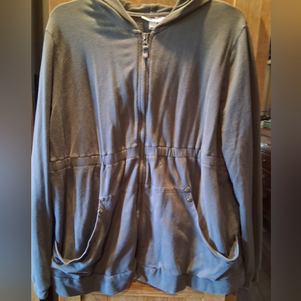 Maternity Gray Zip-Up Hoodie Size L